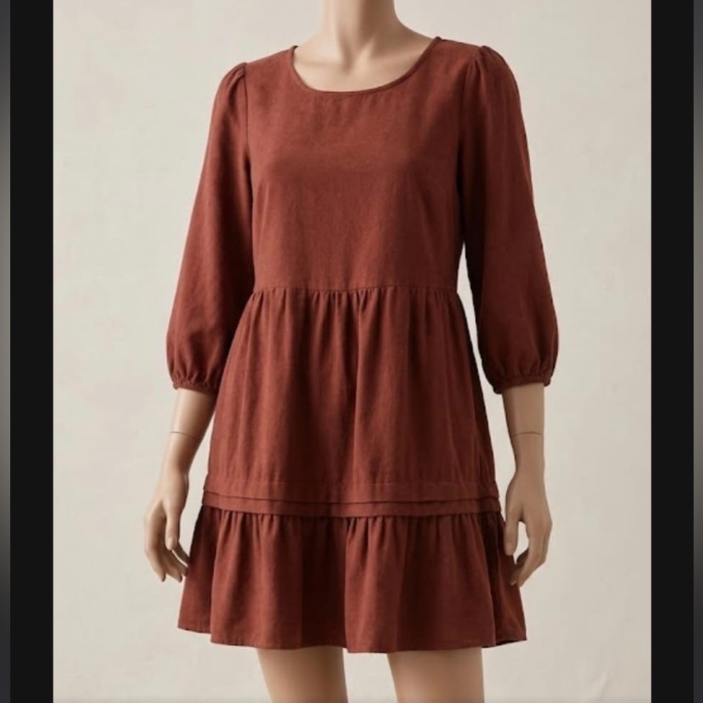 Time and Tru Rust Tiered Mini Dress